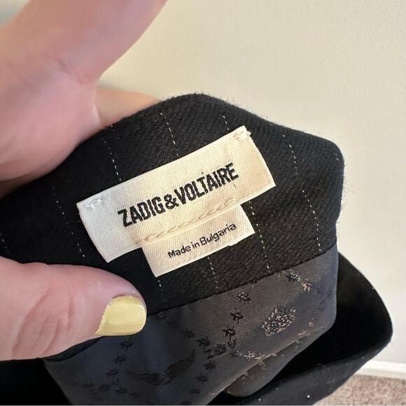 Zadig & Voltaire Black Pinstripe Mini Skirt 38 Small - Picture 3 of 7